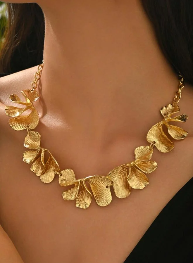 Take Two Women Gold Floral Statement Necklace